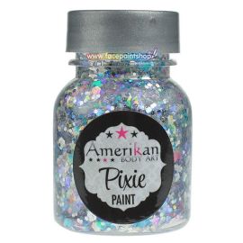 Amerikan Pixie Paint Winter Wonderland

Pixie Paint is a blend of chunky and fine glitters along with our aloe glitter gel base. You can paint it on the face, body, and hair.  It's perfect for Glitter Roots,