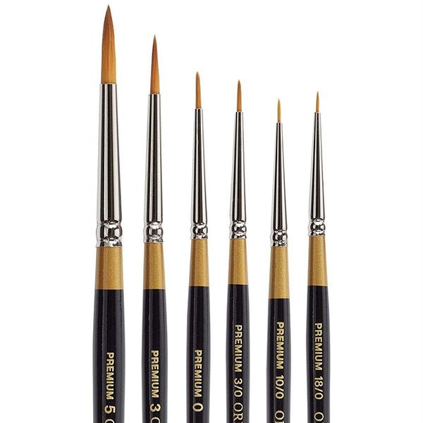 Kingart Original Gold® 9000 Series, Taklon dorado redondo, set de 6