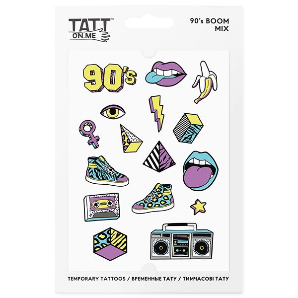 Tatuaje temporal 90's Boom Mix Set