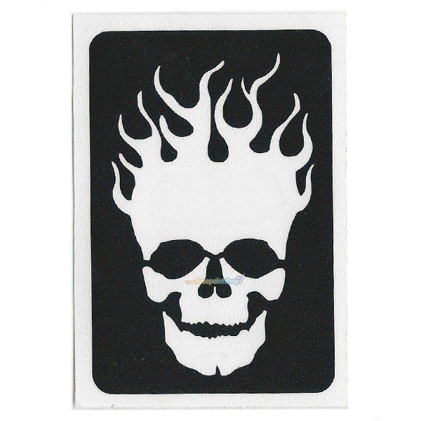 Glittertattoo Sjabloon Skull Flame (pack de 5)