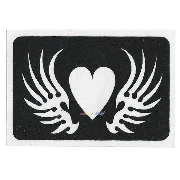 Glittertattoo Stencil Corazón Alado (pack de 5)