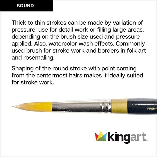 Kingart Original Gold® 9000 Series, Taklon dorado redondo, set de 6